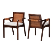 bali & pari Fairmont Natural Rattan Wrapped 2-Piece Dining Armchair Set, Mocha Brown
